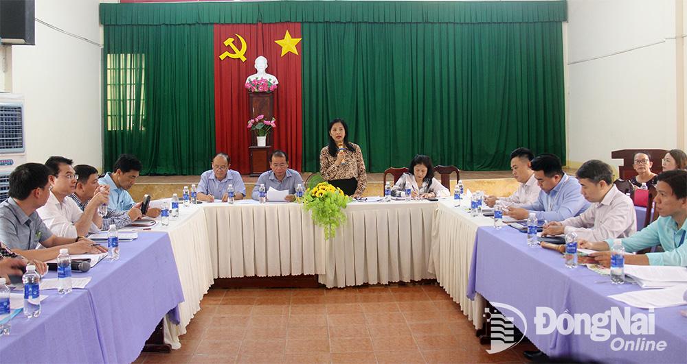 Trưởng ban Văn hóa - xã hội HĐND tỉnh Huỳnh Ngọc Kim Mai phát biểu ý kiến tại buổi khảo sát. Ảnh: Hải Quân