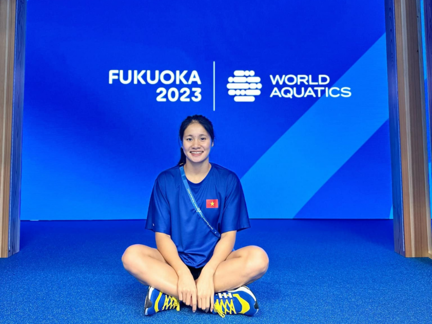 Võ Thị Mỹ Tiên trong lần tham dự giải bơi vô địch thế giới 2023 tại Nhật Bản