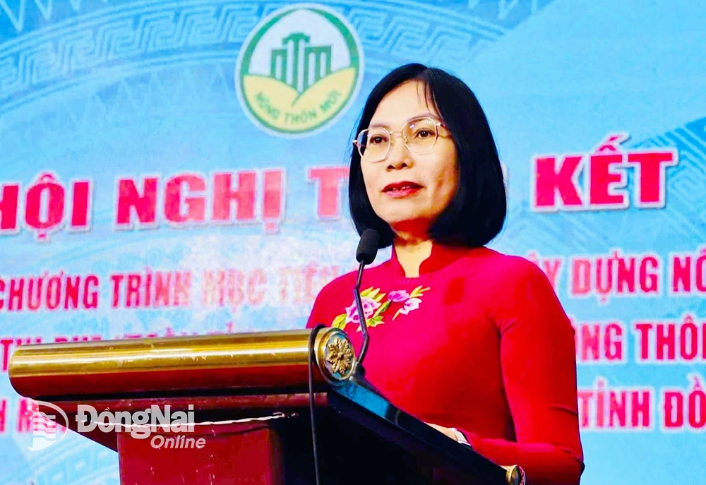 Phó chủ tịch UBND tỉnh Nguyễn Thị Hoàng phát biểu tại hội nghị. Ảnh: B.Nguyên