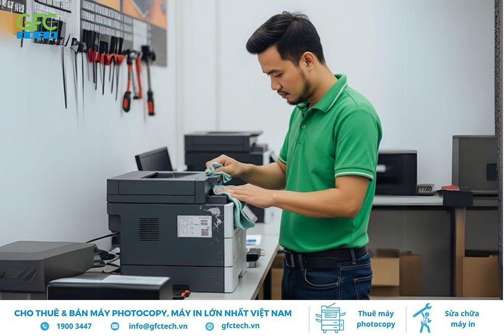 Máy in gặp lỗi kỹ thuật khi kẹt giấy, in sai, báo lỗi liên tục hoặc không hoạt động.