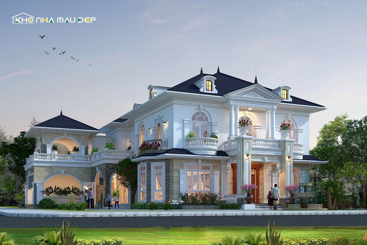 Biệt thự 2 tầng tân cổ điển thiết kế theo kiến trúc Châu Âu.