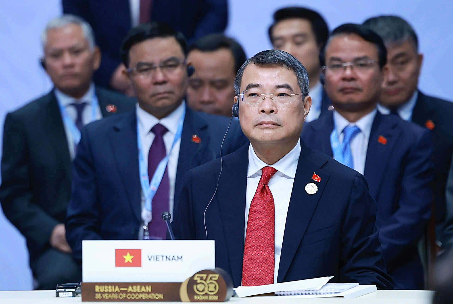 Thủ tướng Chính phủ Lê Minh Hưng dẫn đầu Đoàn đại biểu cấp cao Việt Nam tham dự phiên toàn thể Hội nghị Cấp cao Kỷ niệm 35 năm quan hệ ASEAN - Nga - Ảnh: VGP/Nhật Bắc

