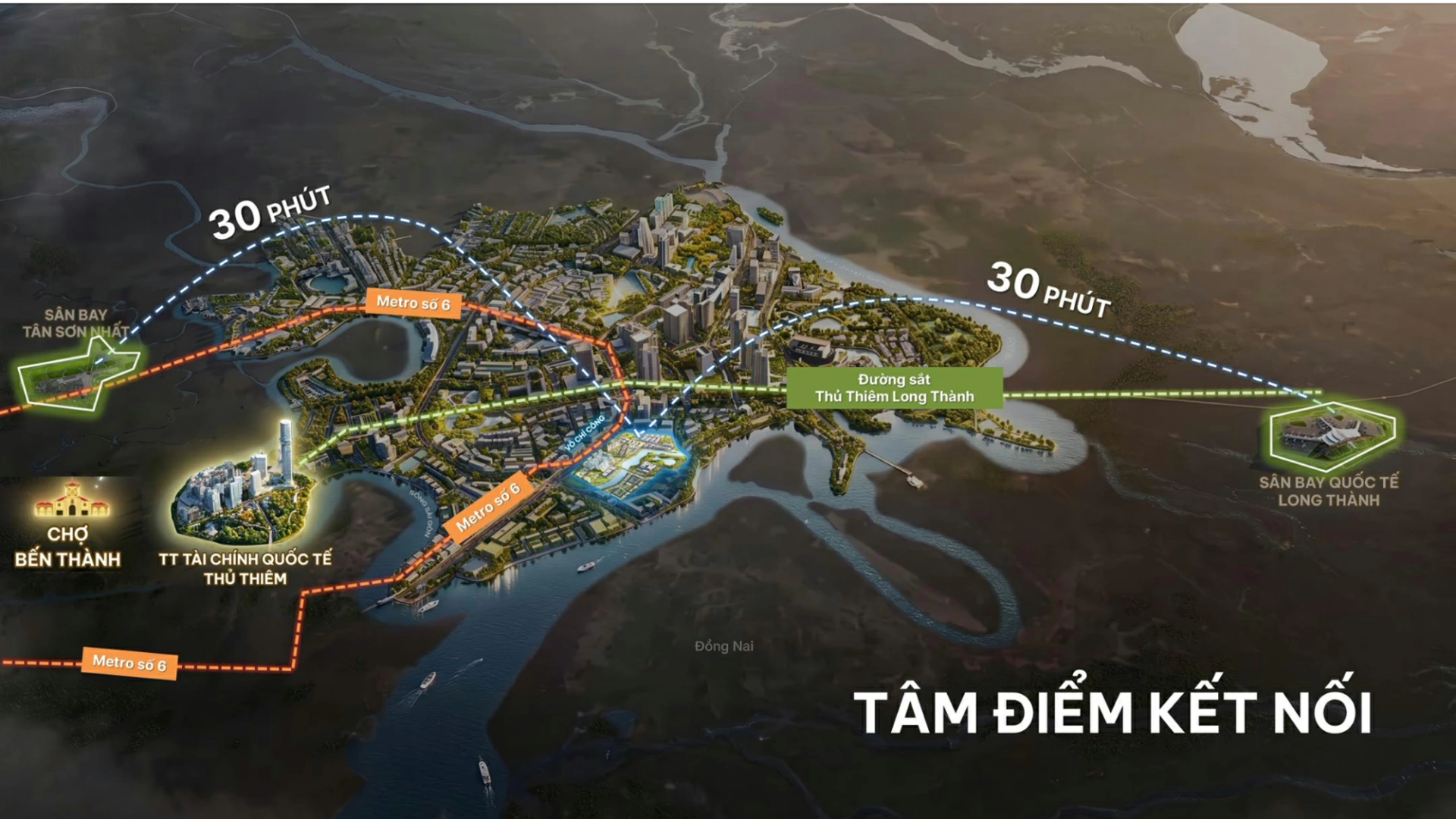 Gladia Heights kết nối với các khu vực trong điểm.