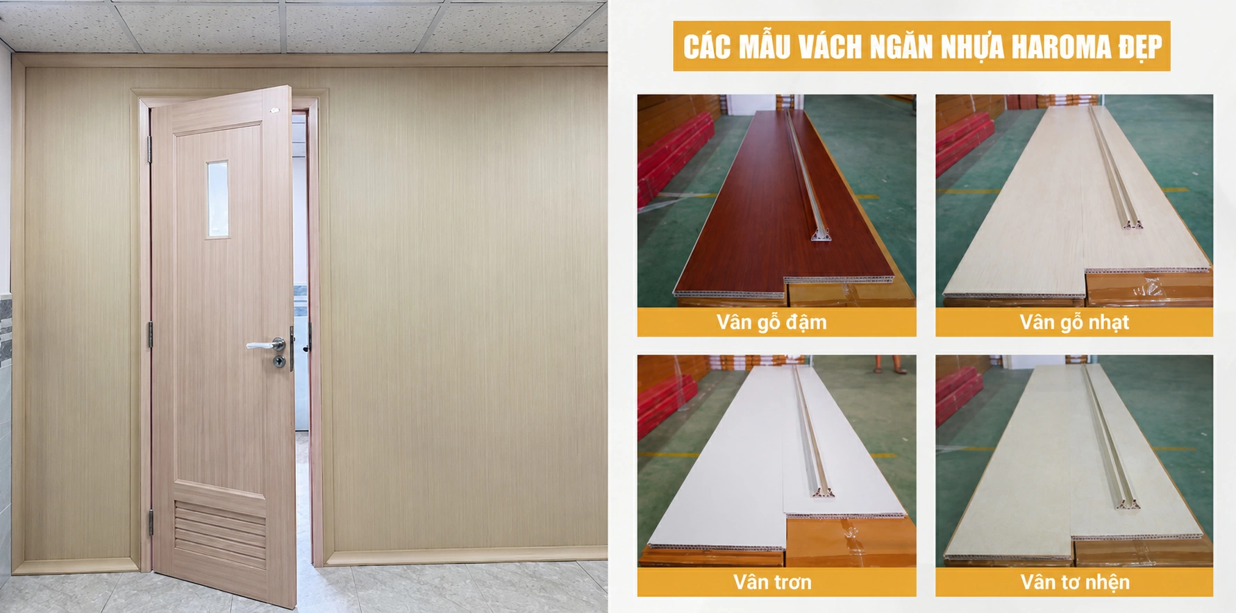 Bộ sưu tập vách nhựa Haroma ngăn phòng đẹp.