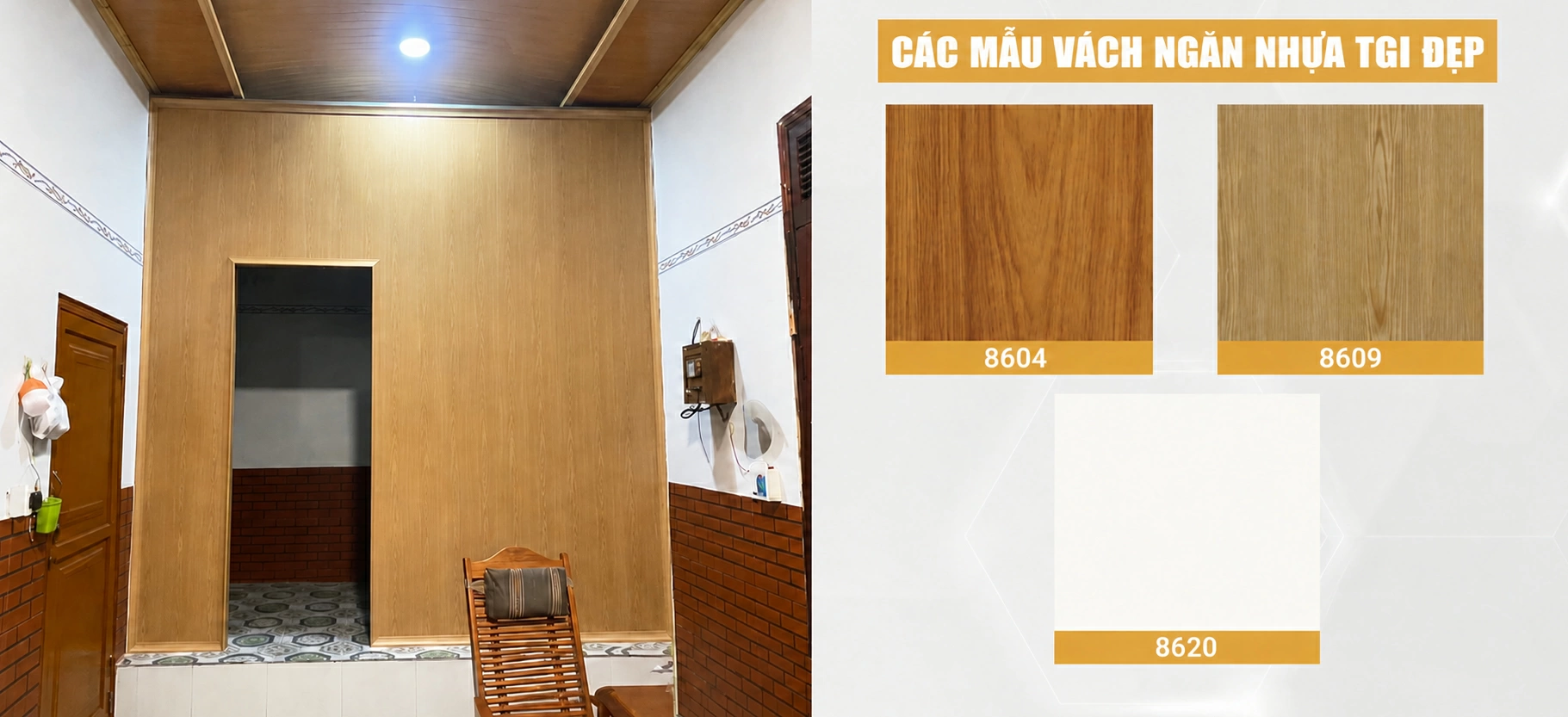 Các mẫu vách nhựa ngăn phòng TGI hiện đại.