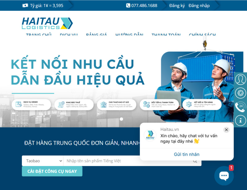 Đăng ký tài khoản trên trang web của Hải Tàu Logistics.