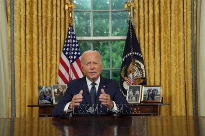 Tổng thống Mỹ Joe Biden phát biểu tại Nhà Trắng, Washington, DC, ngày 14/7/2024. Ảnh: Getty Images/ TTXVN
