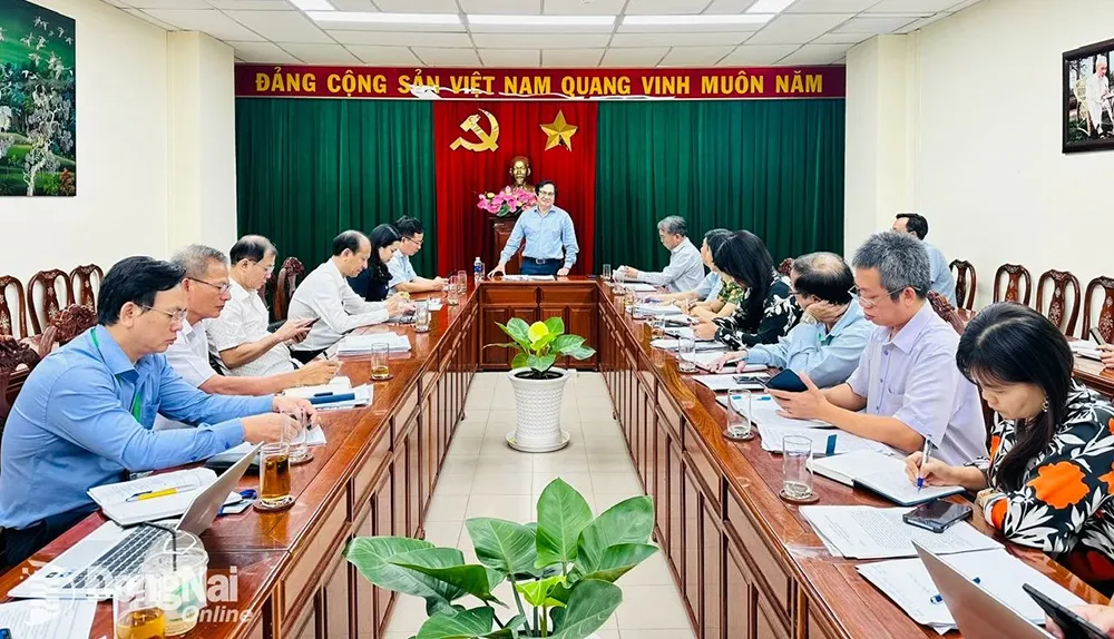 Phó chủ tịch UBND tỉnh Nguyễn Sơn Hùng phát biểu chỉ đạo tại buổi họp. Ảnh: Công Nghĩa