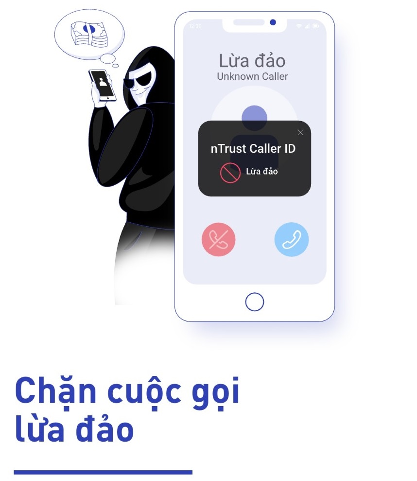 Phần mềm nTrust có thể chặn cuộc gọi lừa đảo, kiểm tra các trang web lừa đảo...