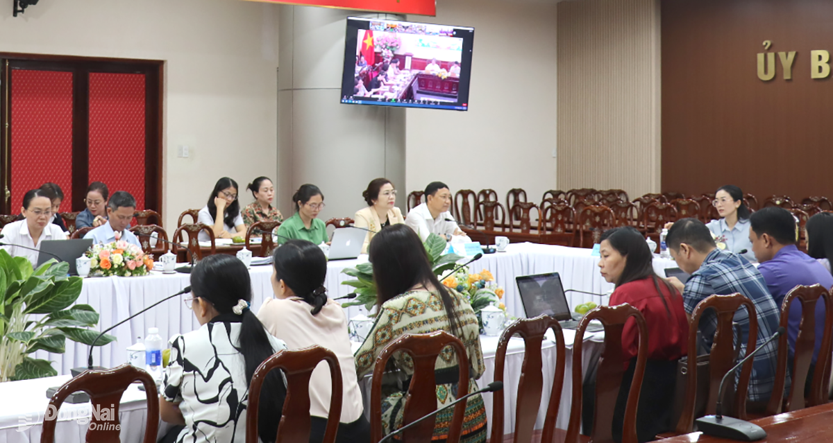 Quang cảnh hội nghị trực tuyến tại điểm cầu Đồng Nai. Ảnh: An Nhơn
