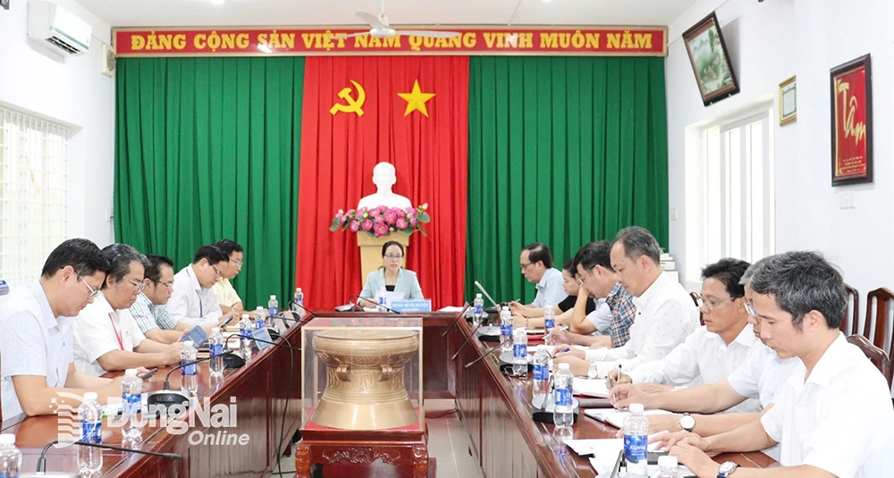 Giám đốc Sở Y tế Đồng Nai Đỗ Thị Nguyên chủ trì cuộc họp. Ảnh: Như Thuần