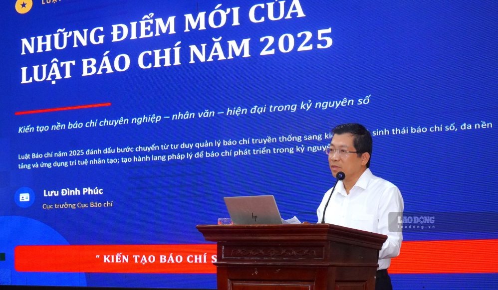 Ông Lưu Đình Phúc - Cục trưởng Cục Báo chí - phát biểu tại hội nghị. Ảnh: