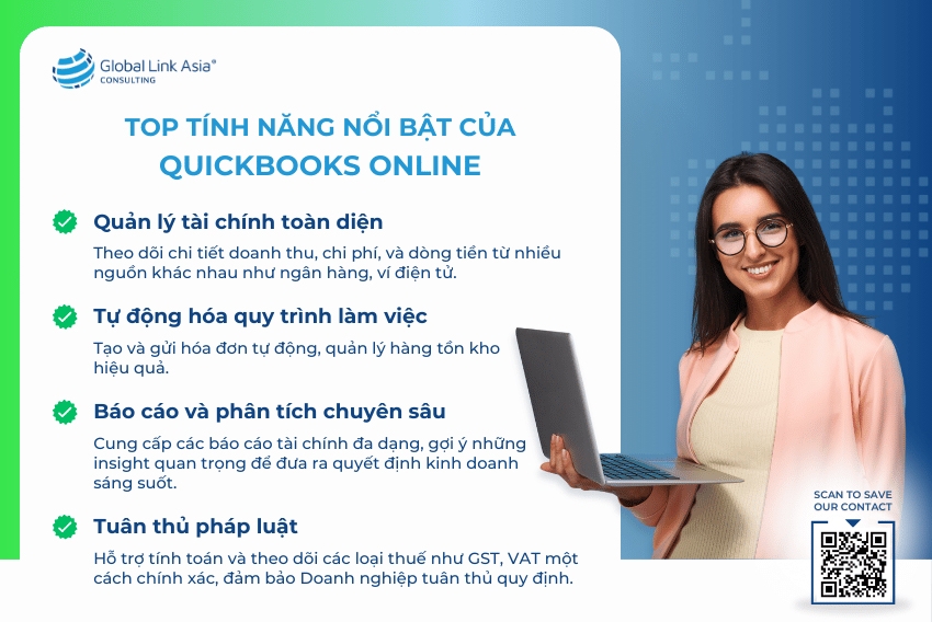 Những tính năng nổi bật của phần mềm QuickBooks Online.