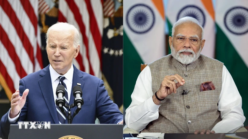 Tổng thống Mỹ Joe Biden và Thủ tướng Ấn Độ Narendra Modi. Nguồn: Kyodo-ANI/TTXVN