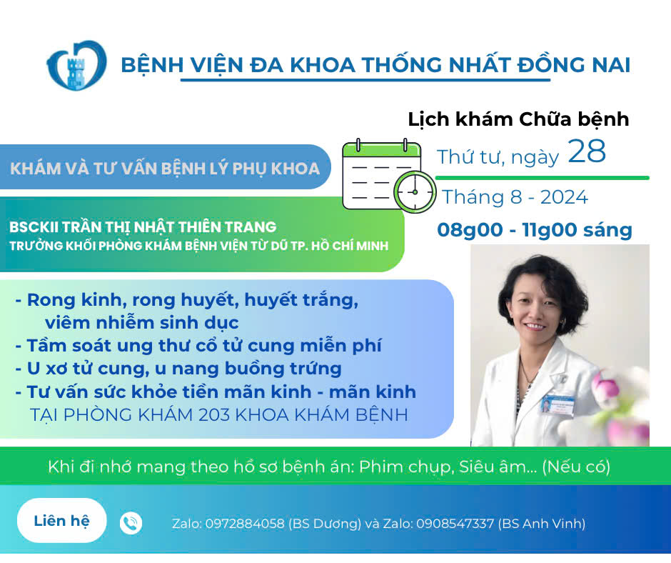 Thông tin về buổi khám, tư vấn các bệnh lý phụ khoa, tầm soát ung thư cổ tử cung với chuyên gia hàng đầu. Ảnh: BVCC