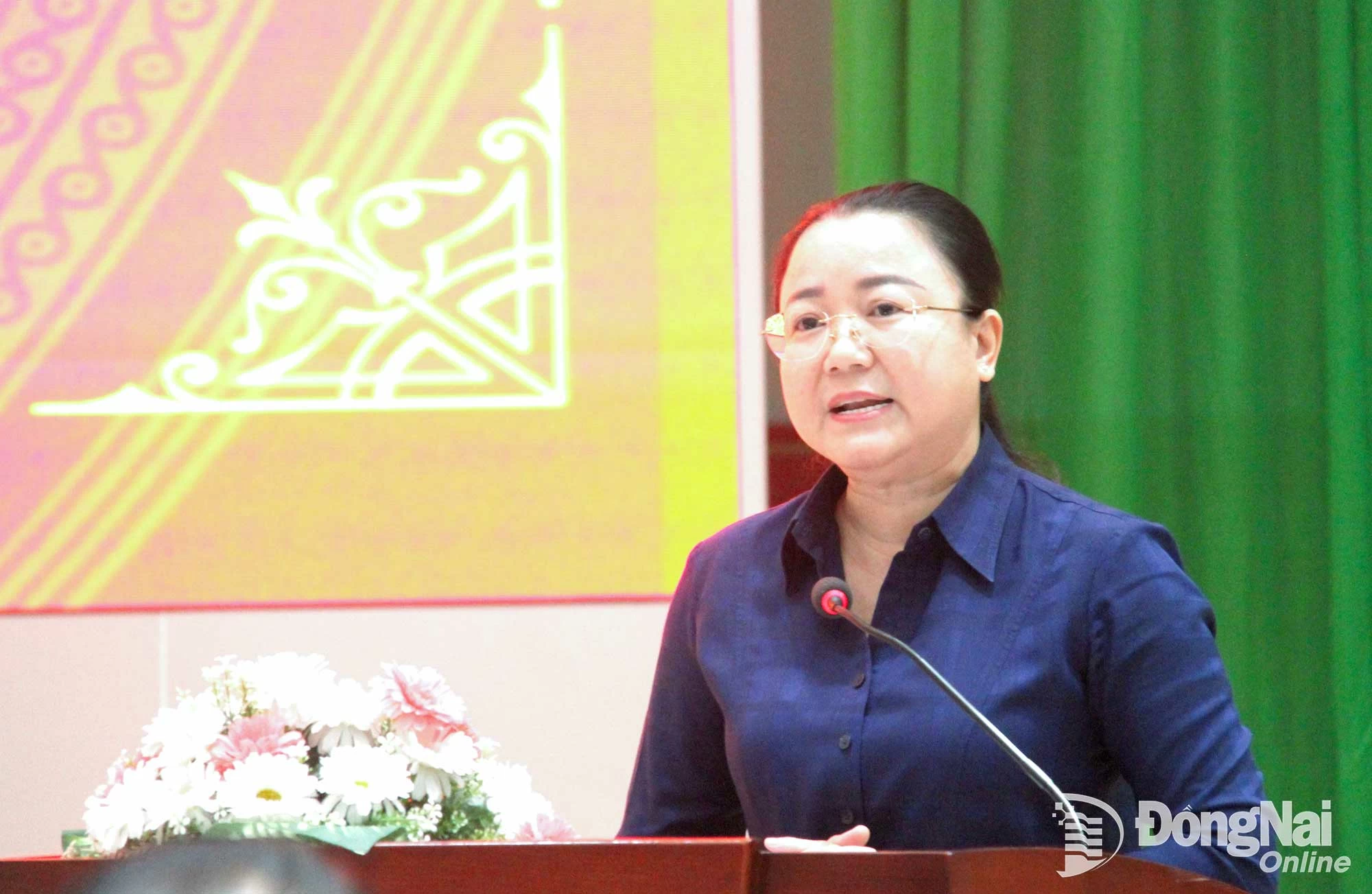 Chánh Thanh tra tỉnh Đồng Nai Võ Thị Xuân Đào phát biểu tại hội nghị công bố các quyết định thanh tra. Ảnh: Trần Danh
