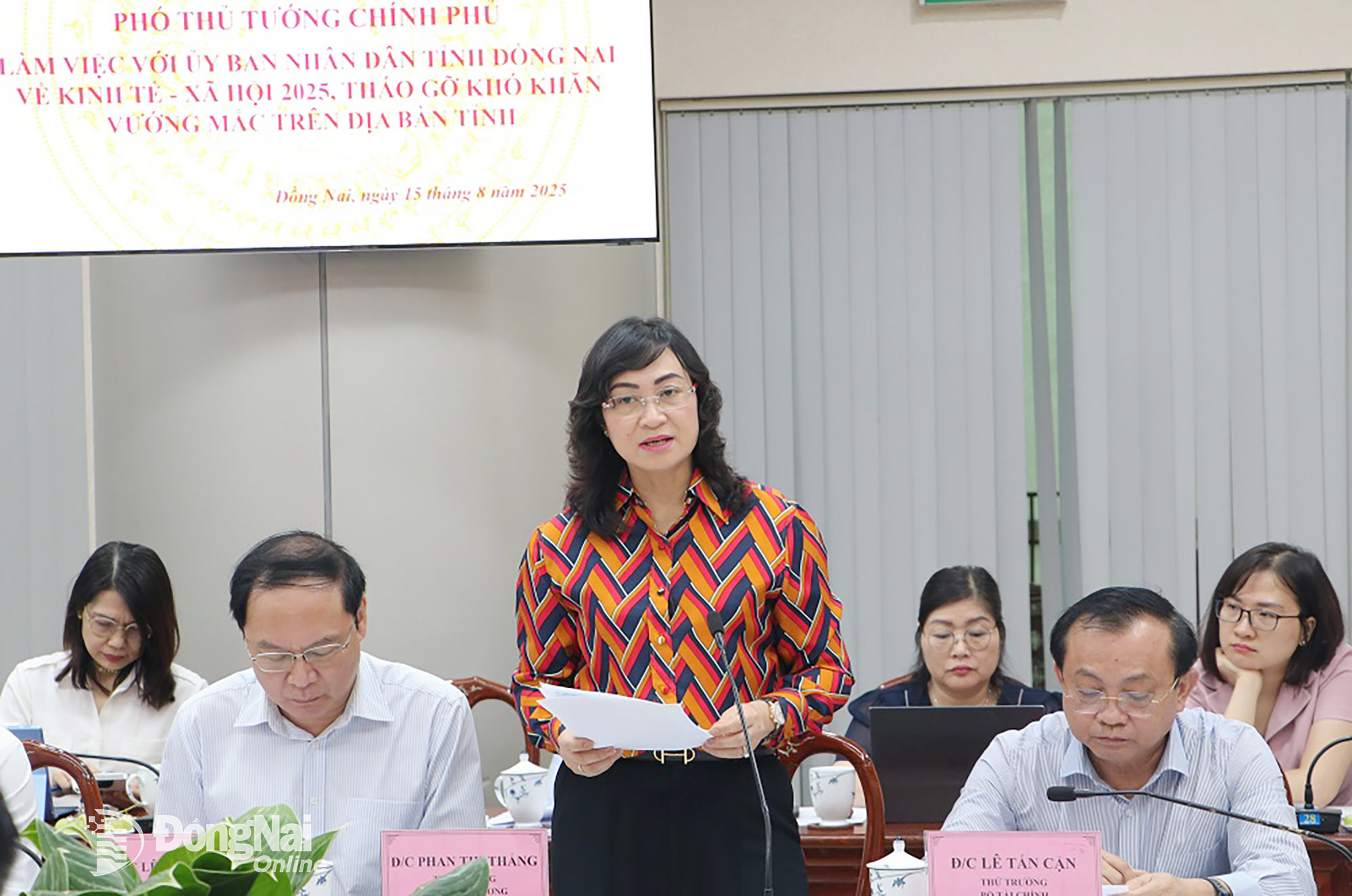 Deputy Minister of Industry and Trade Phan Thi Thang speaks at the working session. Photo: Pham Tung
