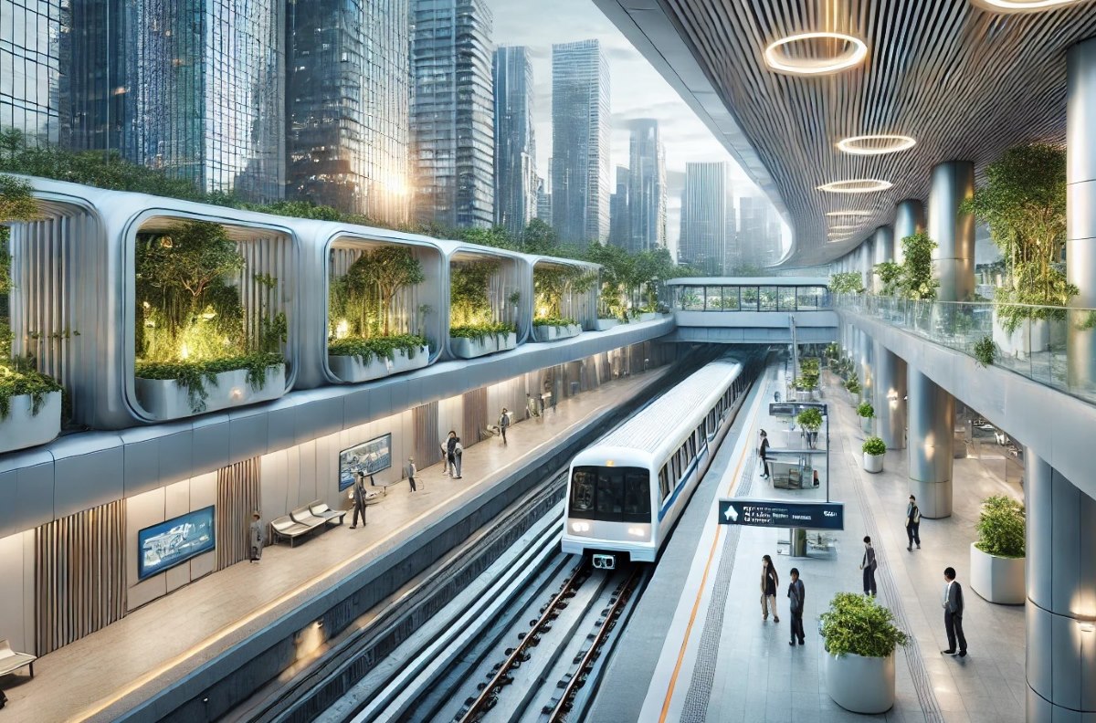 The Thu Thiem-Long Thanh railway will facilitate transport between Tan Son Nhat and Long Thanh international airports - PHOTO: GENERATED BY AI