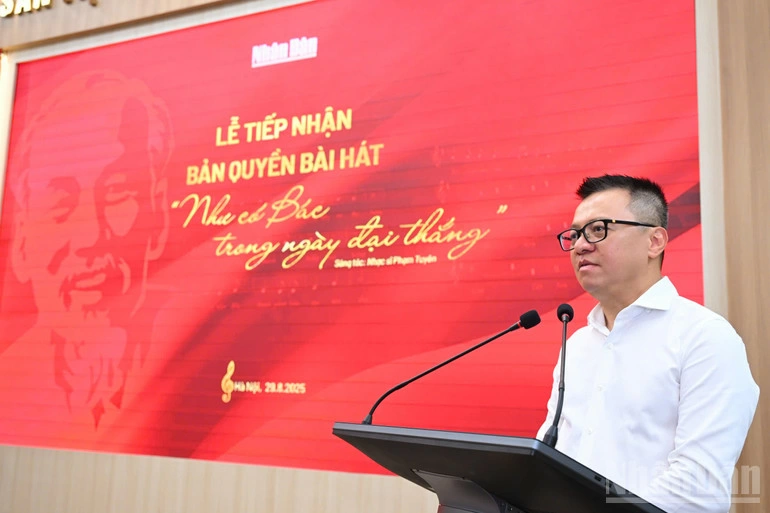 Tổng Biên tập Lê Quốc Minh phát biểu tại sự kiện.
