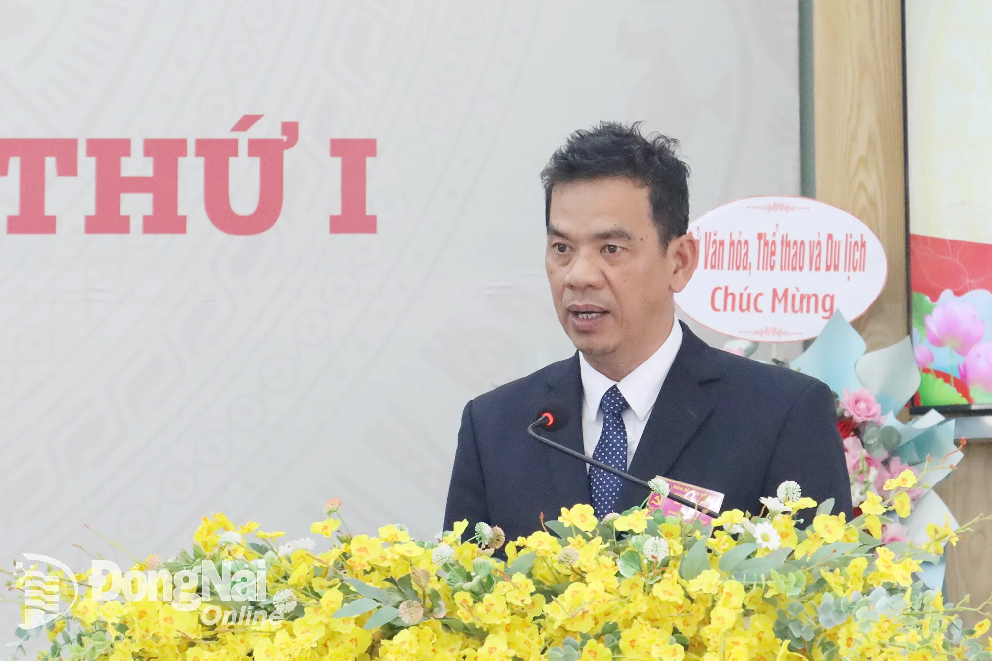 Ủy viên Ban Thường vụ Tỉnh ủy, Chủ nhiệm Ủy ban Kiểm tra Tỉnh ủy Đồng Nai Trần Trung Nhân phát biểu chỉ đạo đại hội. Ảnh: Văn Đoàn