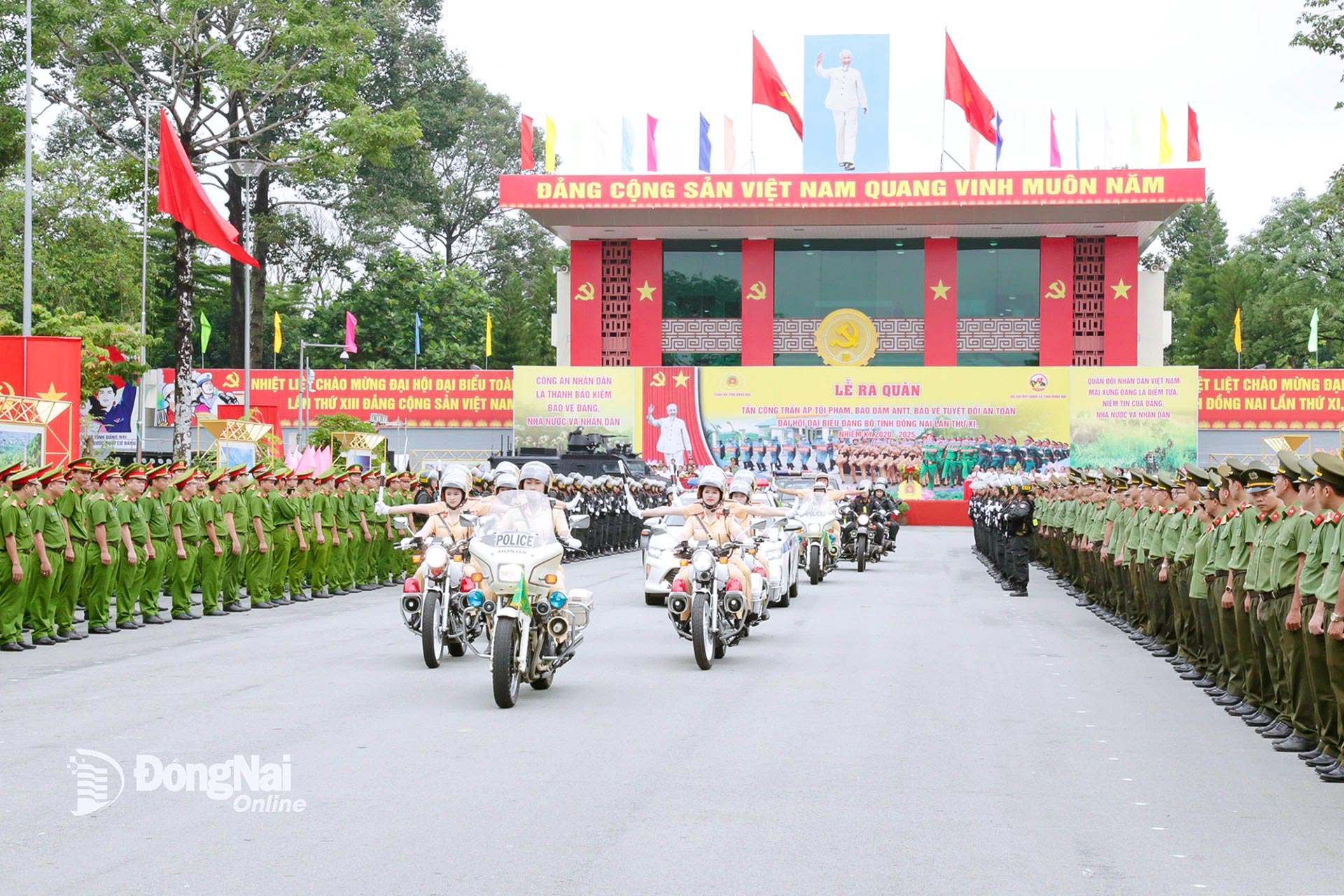 Dong Nai Provincial Peoples Public Security launched an attack, suppressed crime, ensured security and order, and protected the safety of the 11th Dong Nai Provincial Party Congress, term 2020-2025. 
Photo: Provincial Public Security
