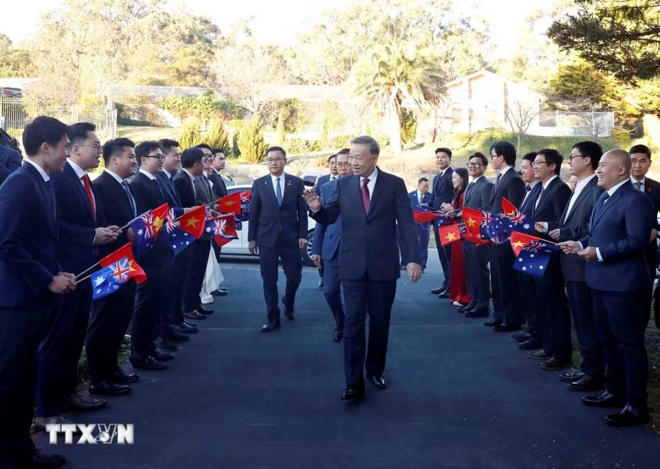 Tổng Bí thư, Chủ tịch nước Tô Lâm dự Lễ khánh thành trụ sở mới Đại sứ quán Việt Nam tại Australia. (Ảnh: Thống Nhất/TTXVN)
