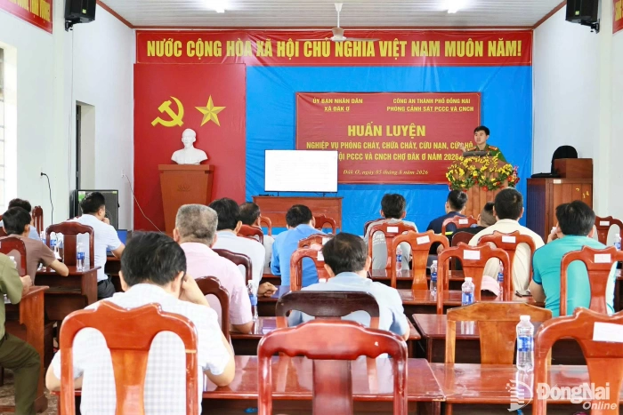 Nâng cao kỹ năng phòng cháy, chữa cháy và cứu nạn, cứu hộ cho lực lượng PCCC cơ sở và các hộ tiểu thương tại Chợ Đăk Ơ