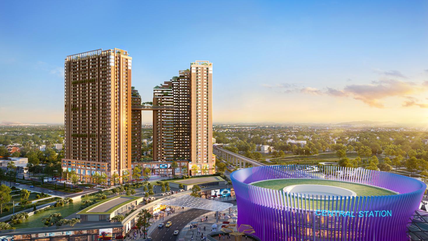 Phối cảnh dự án Nam Mekong Grand Plaza tại phường Bình Dương, TP.HCM, gồm hai tháp G1 và G2 cao 30 tầng.