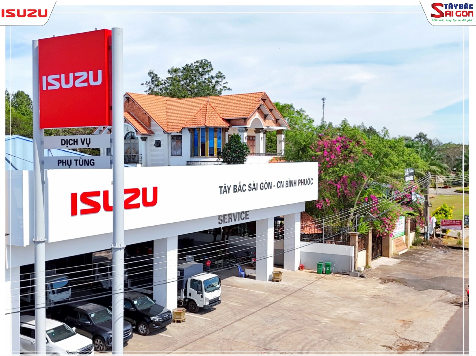 Mặt tiền đại lý ISUZU tại Đồng Nai - ISUZU Tây Bắc Sài Gòn (Quốc lộ 14, ấp Cầu 2, xã Đồng Tâm).