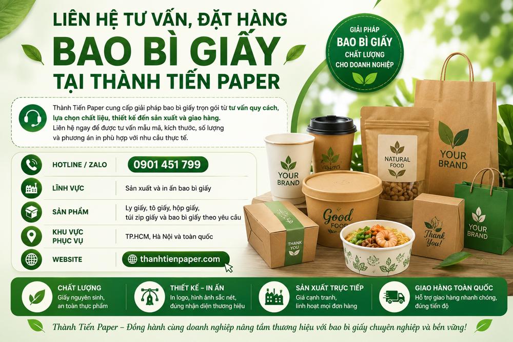 Liên Hệ đặt hàng in ấn ly tô hộp giấy, túi giấy tại xưởng Thành Tiến Paper.