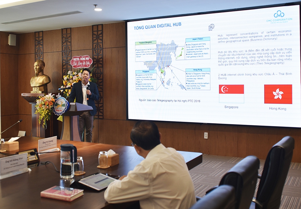 Le Thanh Son, senior vice president and chief financial officer of CMC Corporation, speaks during the Vietnam International Hub workshop in Dong Nai Province - PHOTO: COURTESY OF CMC CORP
