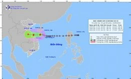 Hình quỹ đạo đường và cường độ của bão số 4 phát lúc 5 giờ 19-9. Ảnh: Đài Khí tượng thủy văn Đồng Nai
