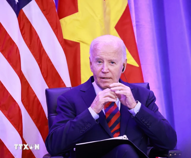  Tổng thống Hoa Kỳ Joe Biden phát biểu. Ảnh: Lâm Khánh/TTXVN