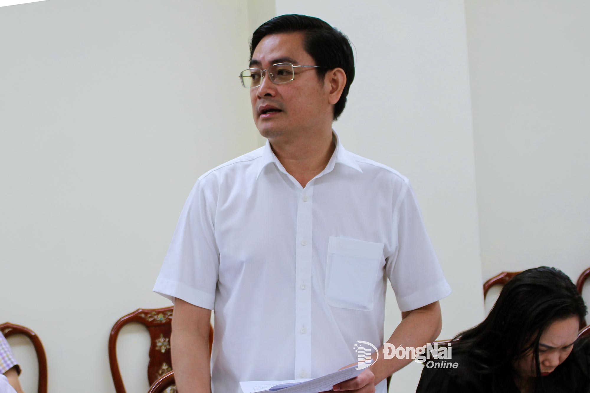 Tran Trong Toan, Deputy Director of the Dong Nai Department of Agriculture and Environment, speaks at the meeting. Photo: Ho Thao