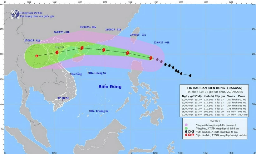 Bão Ragasa đang tiến vào Biển Đông. (Ảnh: nchmf)
