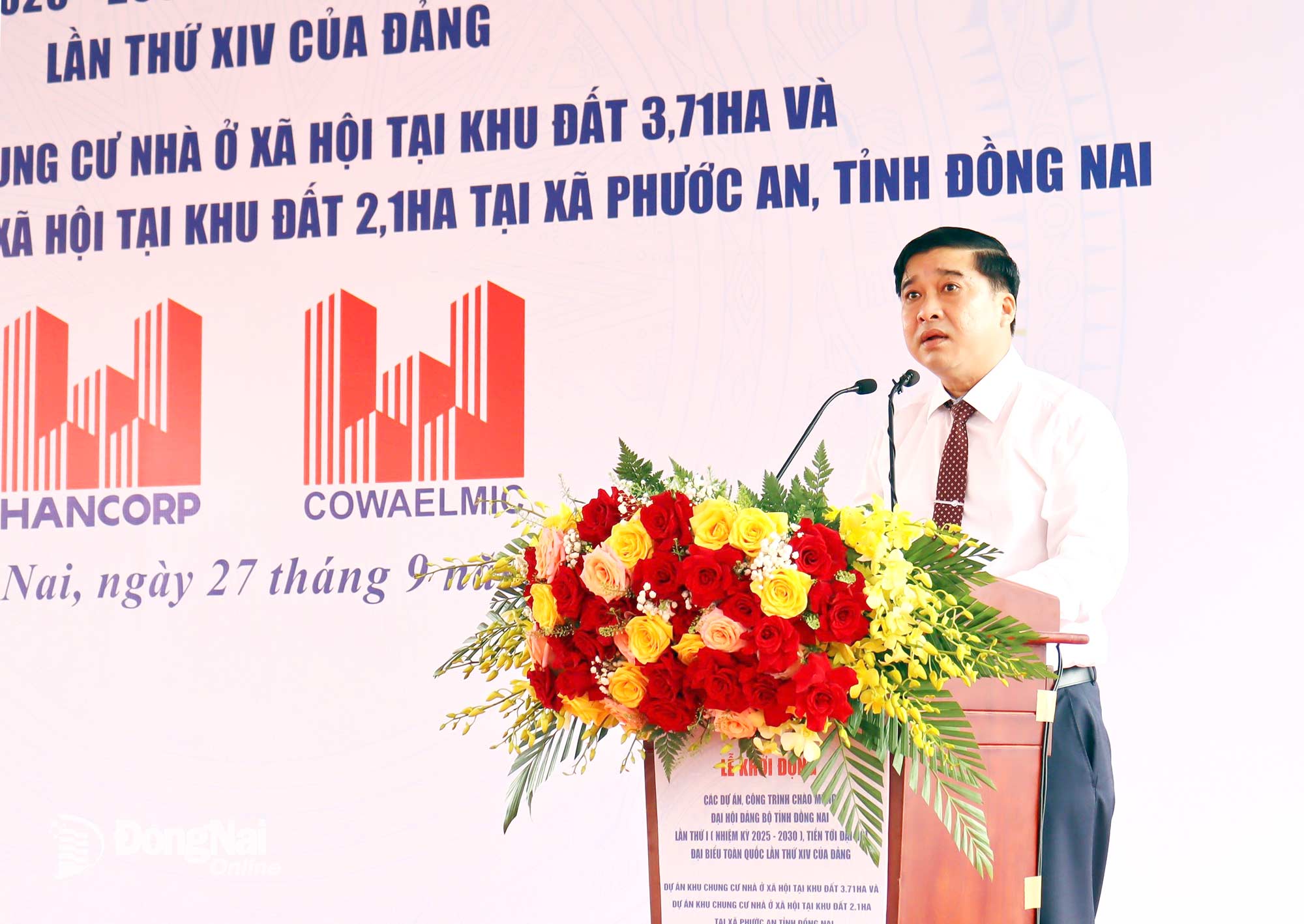 Ho Van Ha, Member of the Provincial Party Committee and Vice Chairman of the Dong Nai Provincial People’s Committee, speaks at the ceremony. Photo: Hoang Loc