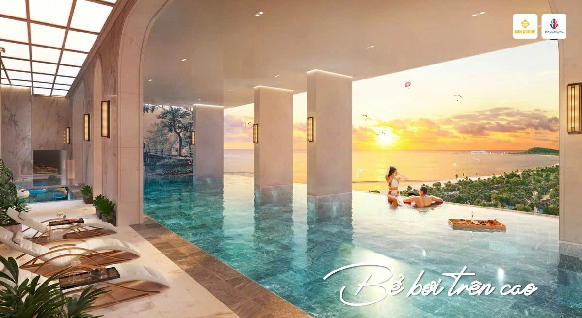 Phối cảnh bể bơi trên cao tại căn hộ Sun Group tại Vũng Tàu.