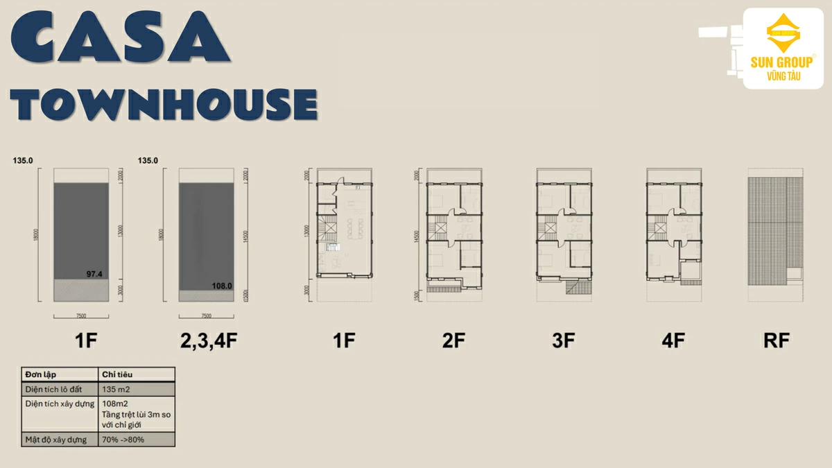 Layout thiết kế nhà liền kề Sun Vũng Tàu.