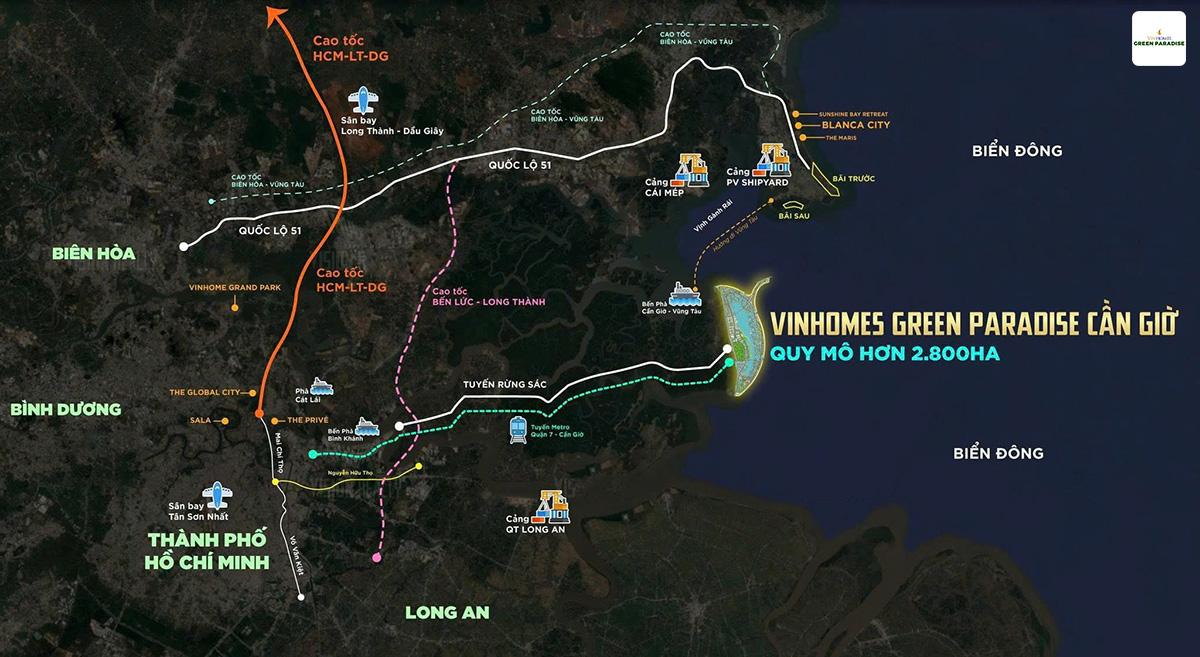 Xung quanh dự án Vinhomes Cần Giờ đều là những hạ tầng giao thông quan trọng của khu vực.