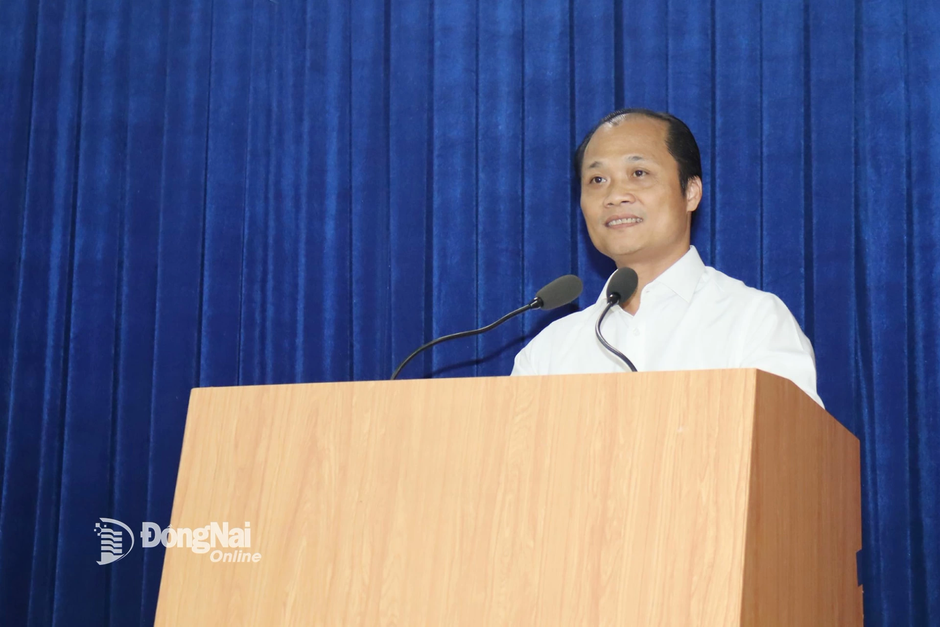 Tỉnh ủy viên, Giám đốc Sở Nông nghiệp và Môi trường tỉnh Đồng Nai Nguyễn Tuấn Anh phát biểu tại buổi lễ. Ảnh: Hoàng Lộc
