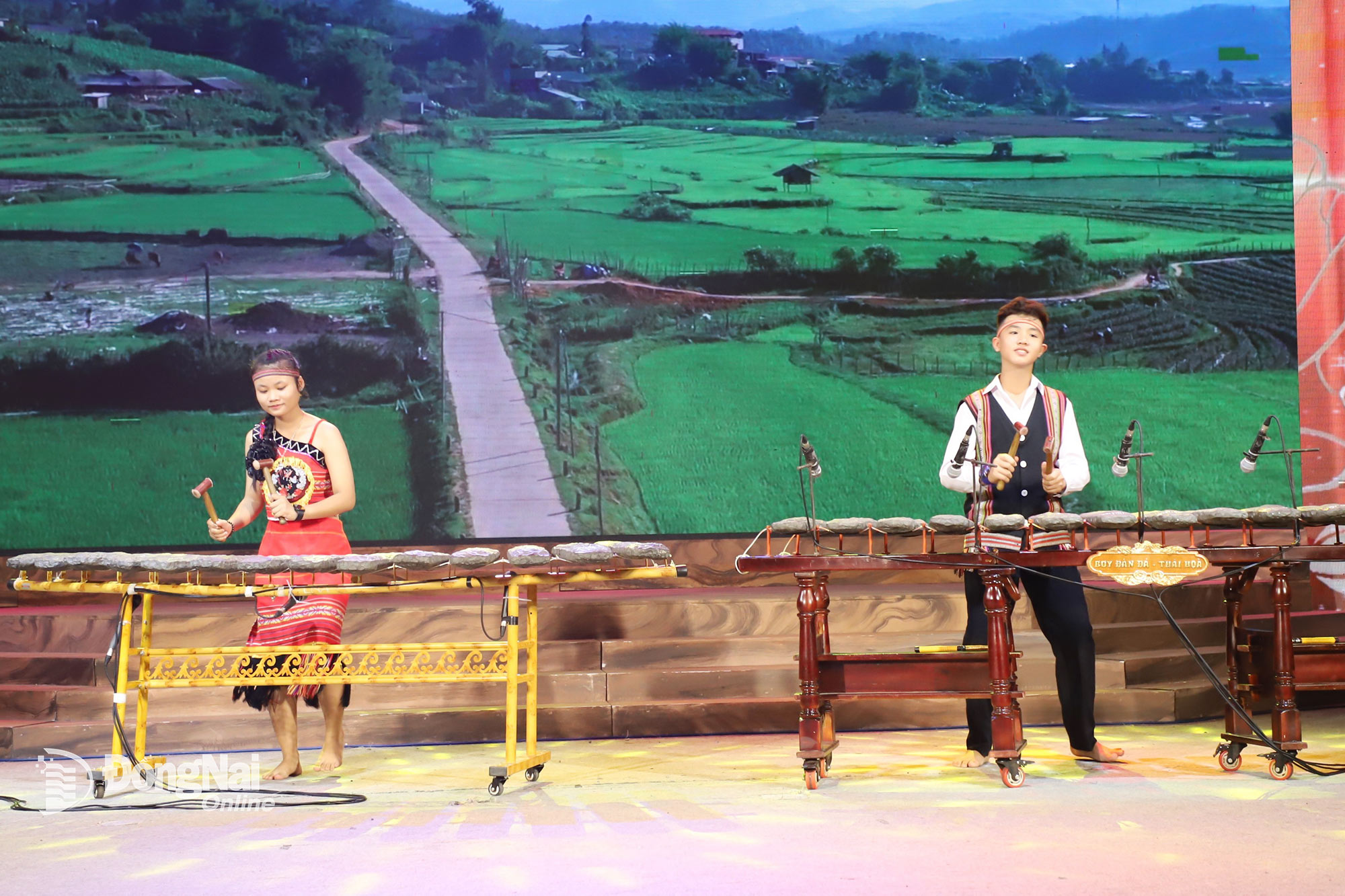 Học sinh trên địa bàn tỉnh biểu diễn nhạc cụ đàn đá, góp phần gìn giữ và phát huy giá trị văn hóa truyền thống. Ảnh: My Ny