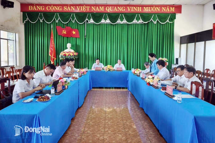 The working delegation of the Provincial People's Committee Party Committee holds a meeting with the Party Committee of Dong Phu Rubber Joint Stock Company