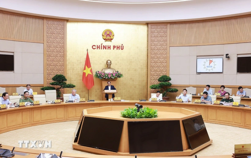 Phiên họp Chính phủ chuyên đề về xây dựng pháp luật tháng Tám. (Ảnh: Dương Giang/TTXVN)
