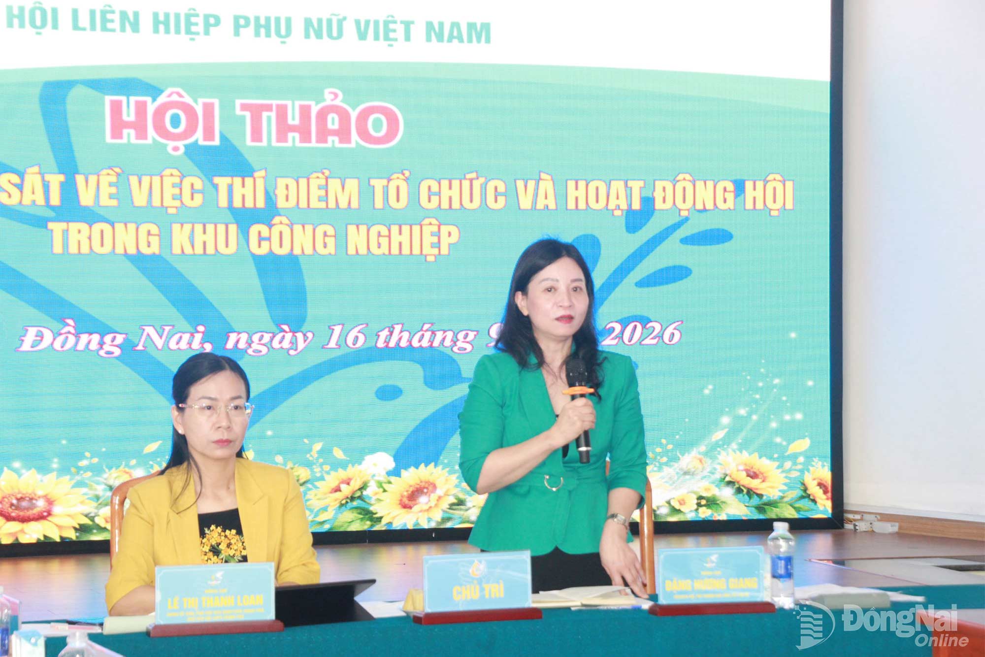 Phó Trưởng ban Công tác Phụ nữ Đặng Hương Giang phát biểu tại hội thảo. Ảnh: Nga Sơn