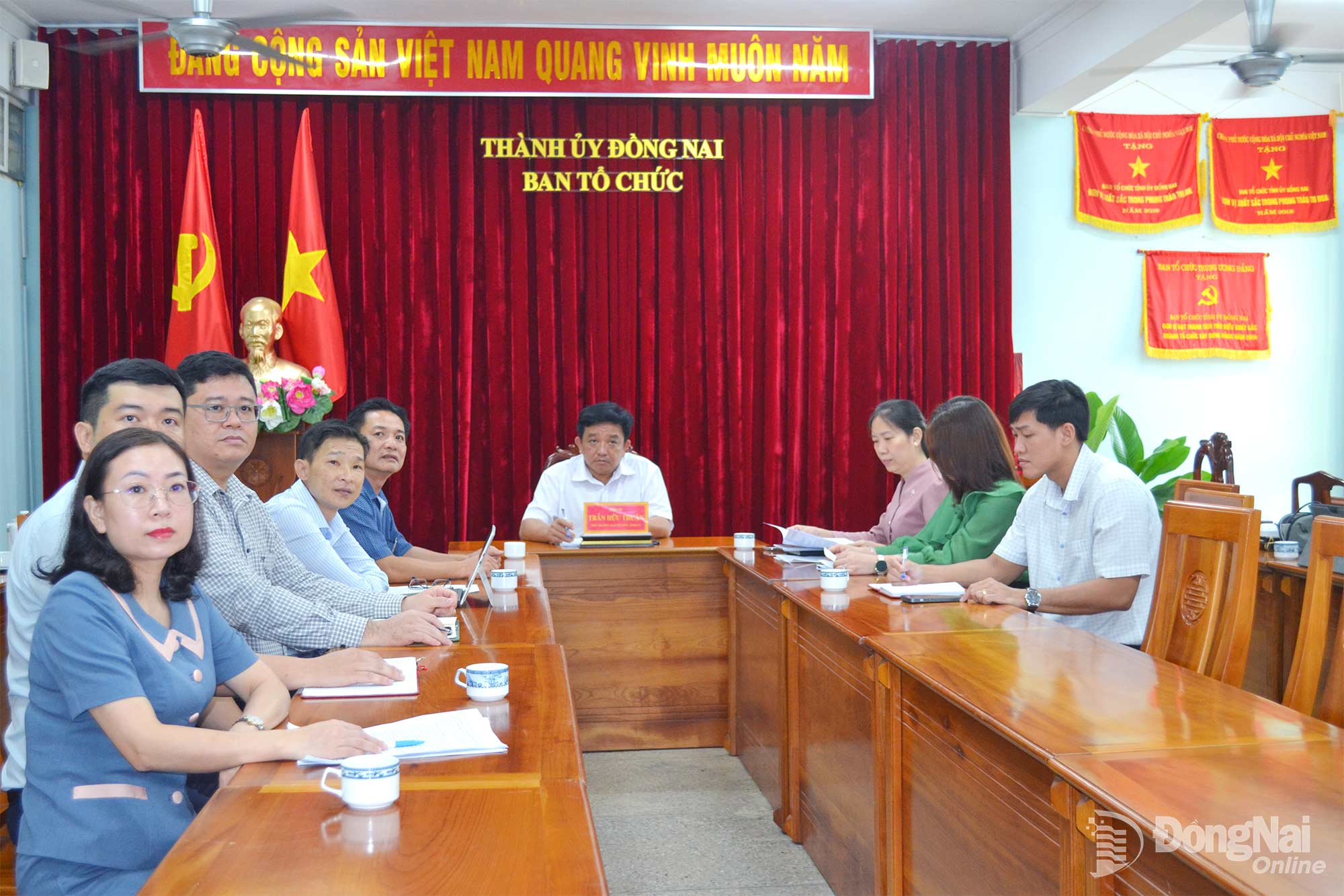 Ban Tổ chức Thành ủy Đồng Nai tham dự hội nghị tại điểm cầu Đồng Nai. Ảnh: Phương Hằng