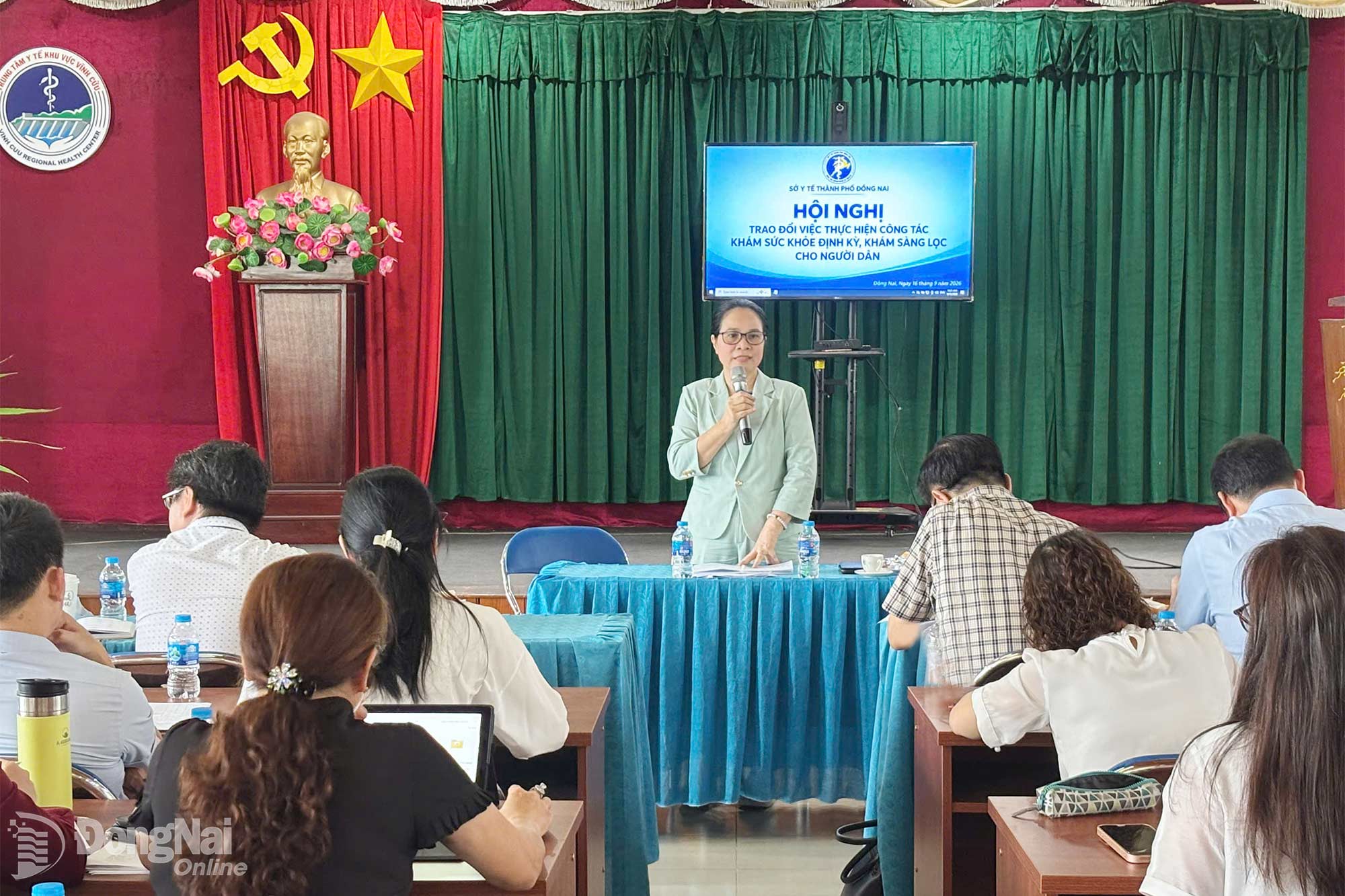 Bác sĩ chuyên khoa II Đỗ Thị Nguyên, Giám đốc Sở Y tế phát biểu tại hội nghị. Ảnh: X.Hiệp