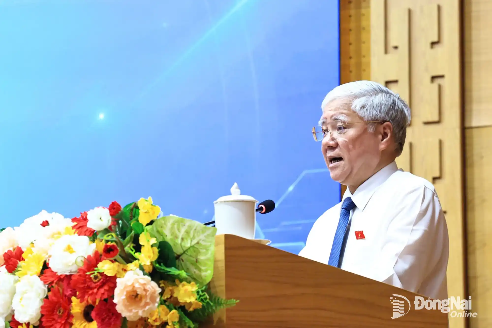 Ủy viên Bộ Chính trị, Phó Chủ tịch Thường trực Quốc hội Đỗ Văn Chiến phát biểu chỉ đạo tại hội nghị. Ảnh: Công Nghĩa