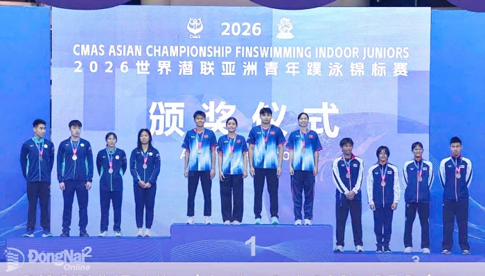 Dong Nai City finswimmers win seven medals at 2026 Asian Junior Finswimming Championships