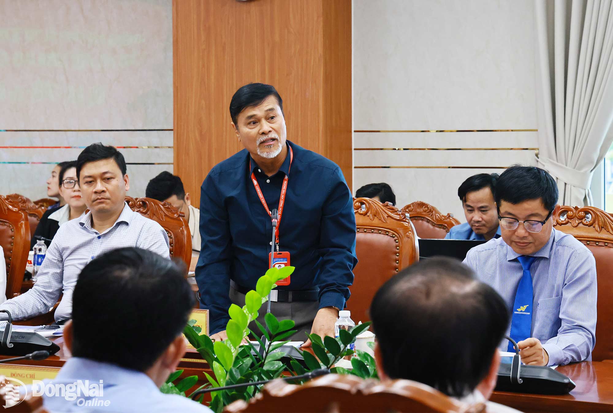 Dr. Phan Ngoc Son, Rector of Dong Nai Technology University, expresses his wish for sci-tech projects to be transferred to the city for application. Photo: Cong Nghia

