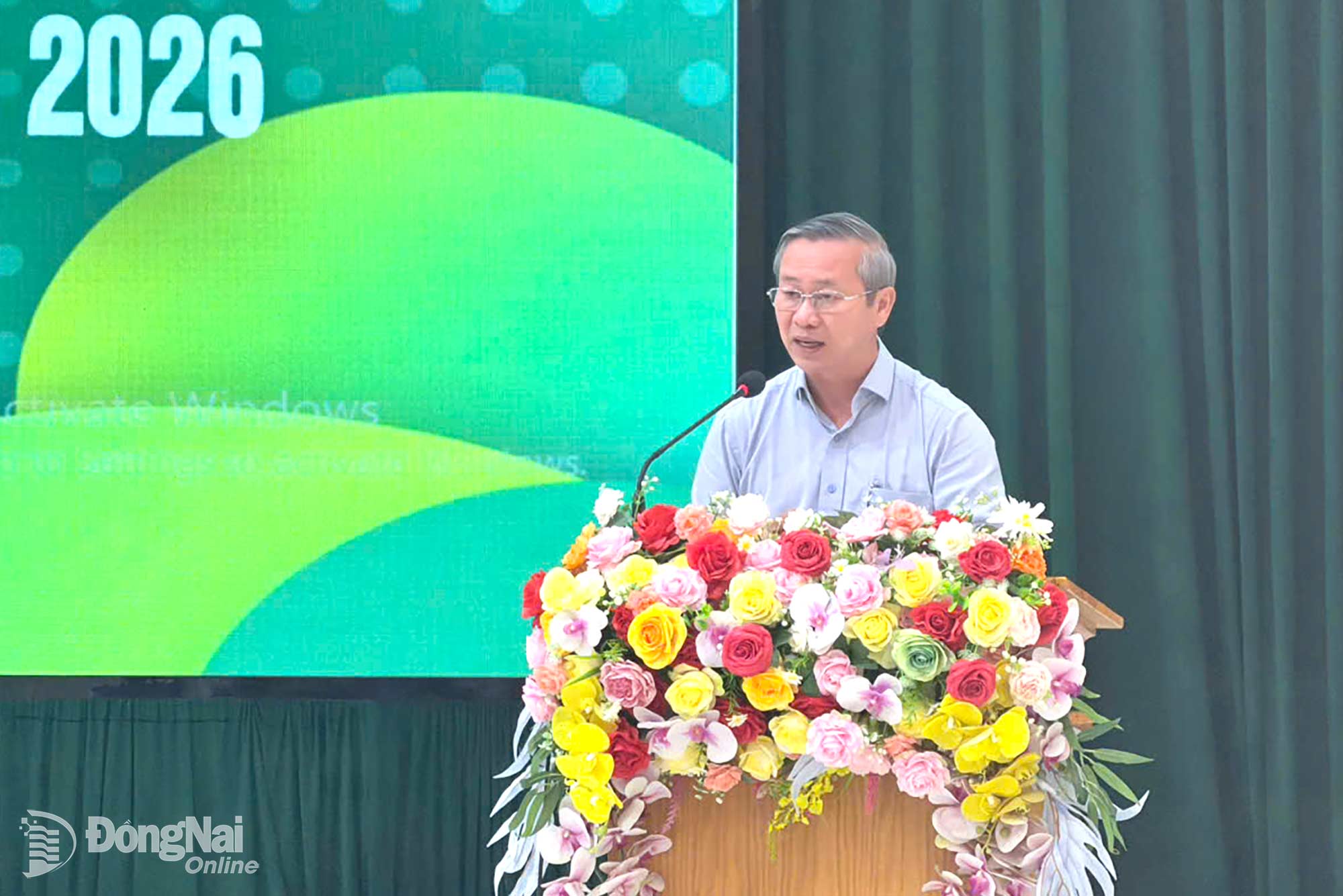 Thành ủy viên, Phó Chủ tịch Ủy ban MTTQ Việt Nam thành phố, Chủ tịch Hội Nông dân thành phố Cao Tiến Sỹ phát biểu tại hội nghị. Ảnh: Tố Tâm